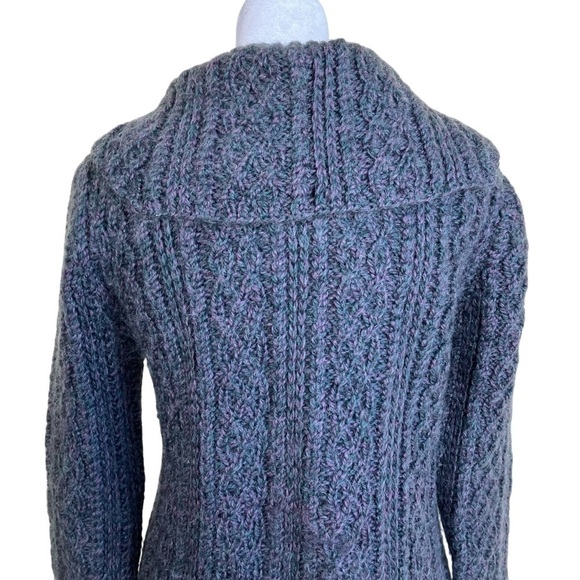 Vintage Mohair Blend Hand Knit Cardigan Sweater Fisherman Cable Knit Cozy Sz S - Picture 9 of 16